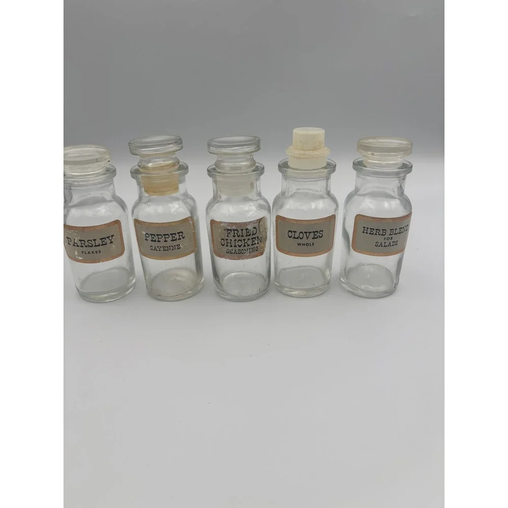 Vintage John Wagner & Sons Glass Spice Jars Apothecary Bottles Set of 11 Labels